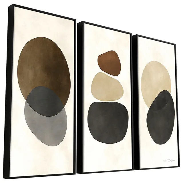 Quadro Pedras do Equilíbrio 3 Peças - Quadros Abstratos | QuadrosDecorativos.com