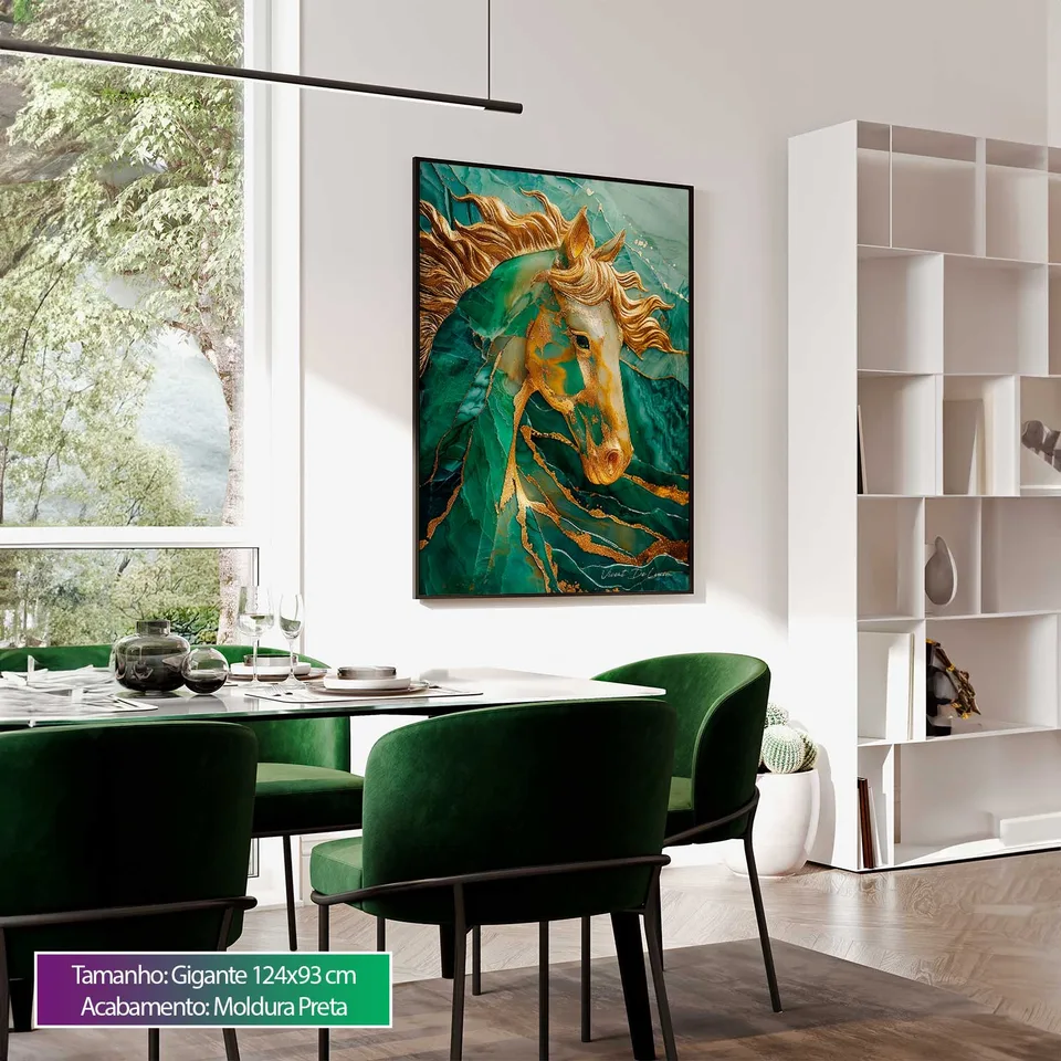 Quadro Cavalo Esmeralda com Ouro — foto 6