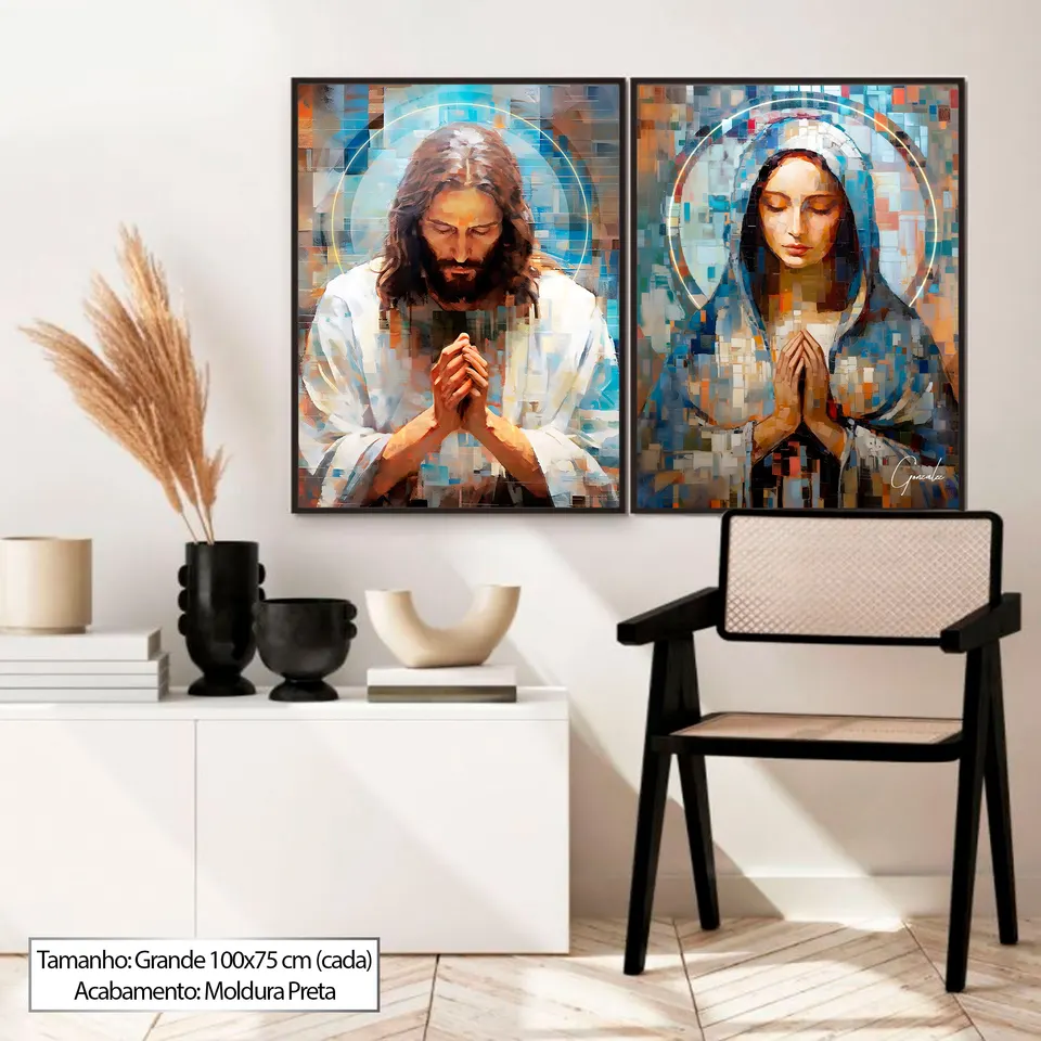 8741 Quadro Jesus e Maria Grid Art 2 Peças (9)