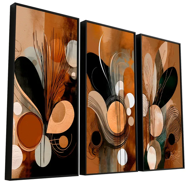 Quadro Boho Areia e Terra 3 Peças