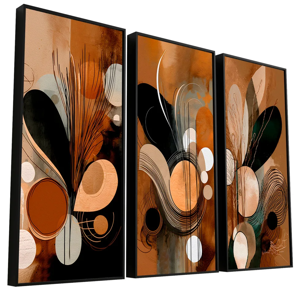 Quadro Boho Areia e Terra 3 Peças