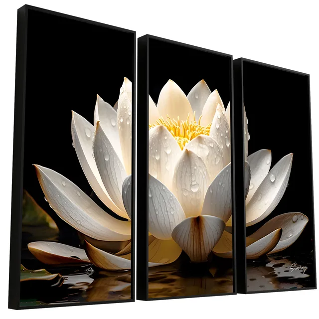 Quadro Flor de Lótus 3 Peças