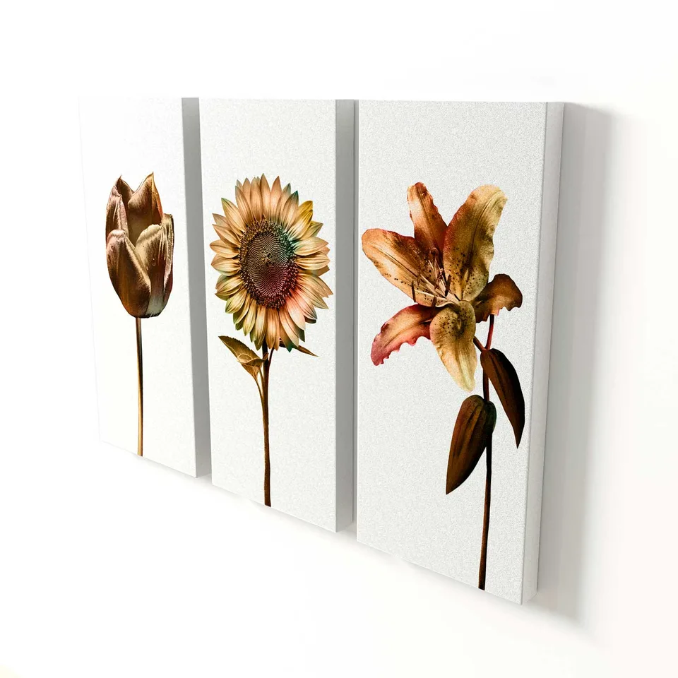 Quadro 3 Flores — Moldura Interna, Médio 93x62