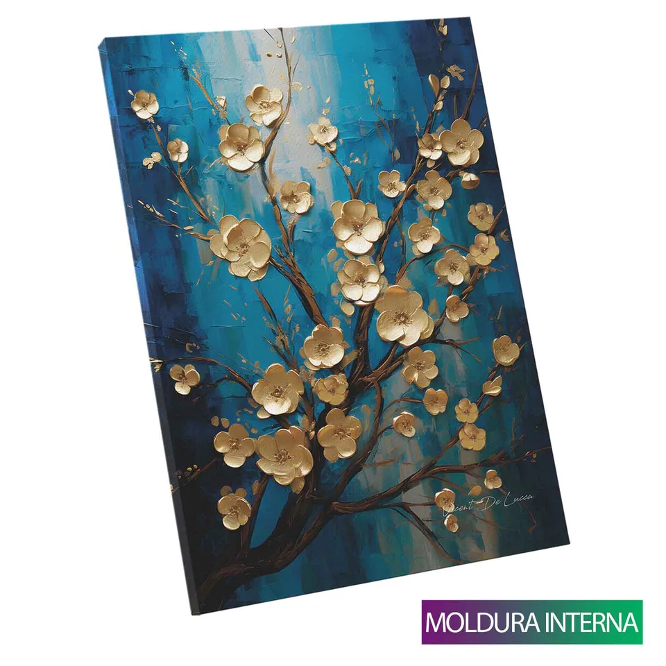 Quadro Flores de Ouro Sereno — Moldura Interna, Médio 64x48