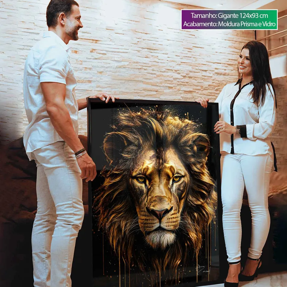 Quadro Leão Molten Gold