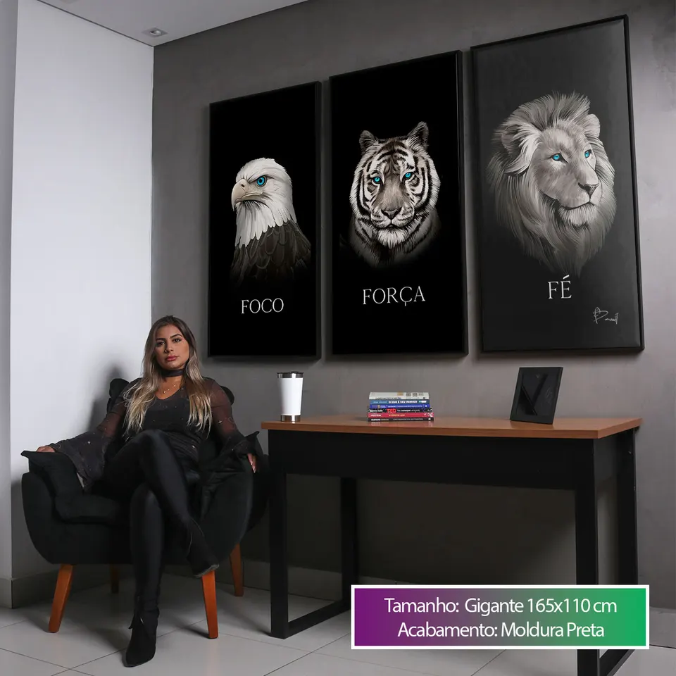 Quadro Foco, Força e Fé 3 Peças — foto 6