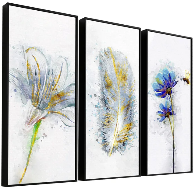 Coleção de Quadros Abstratos Iridescente 3 Peças - Combinações | QuadrosDecorativos.com