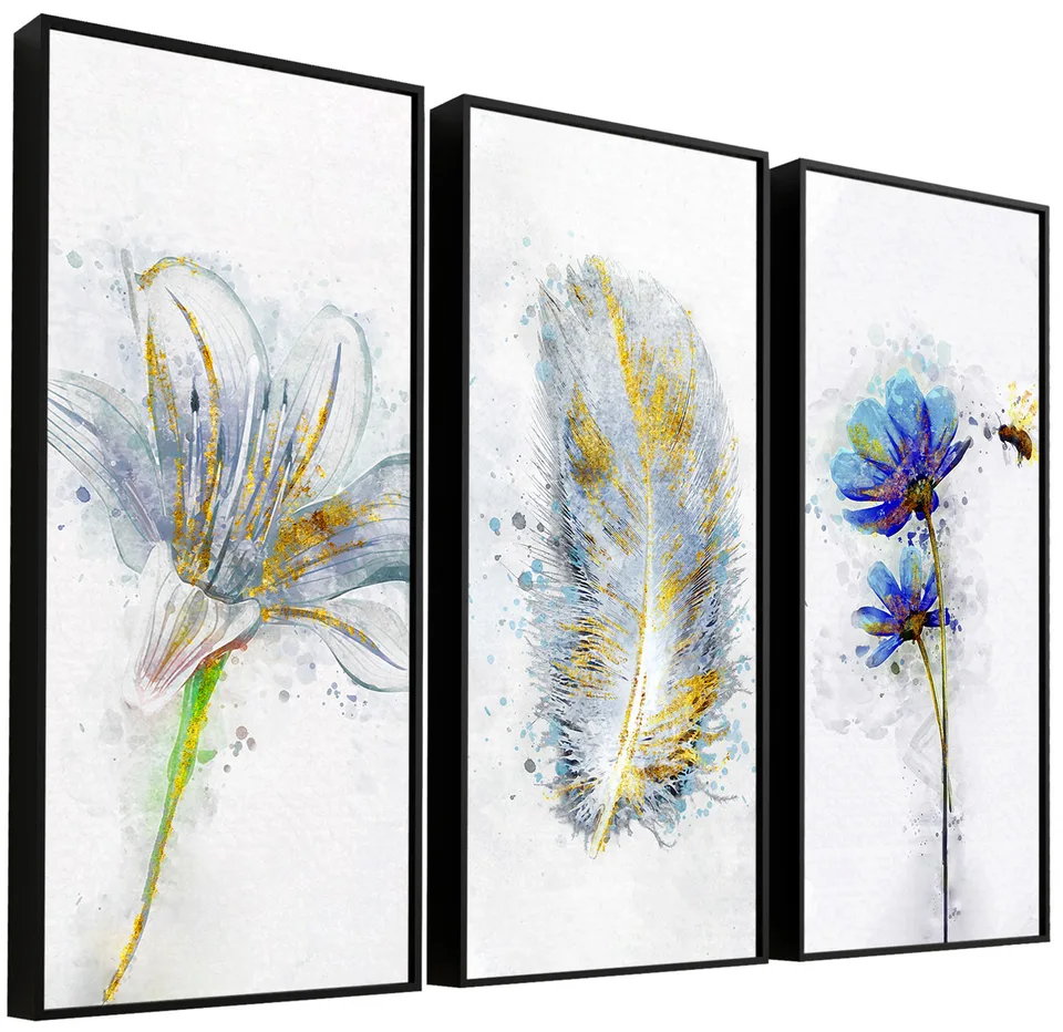 Coleção de Quadros Abstratos Iridescente 3 Peças - Combinações | QuadrosDecorativos.com