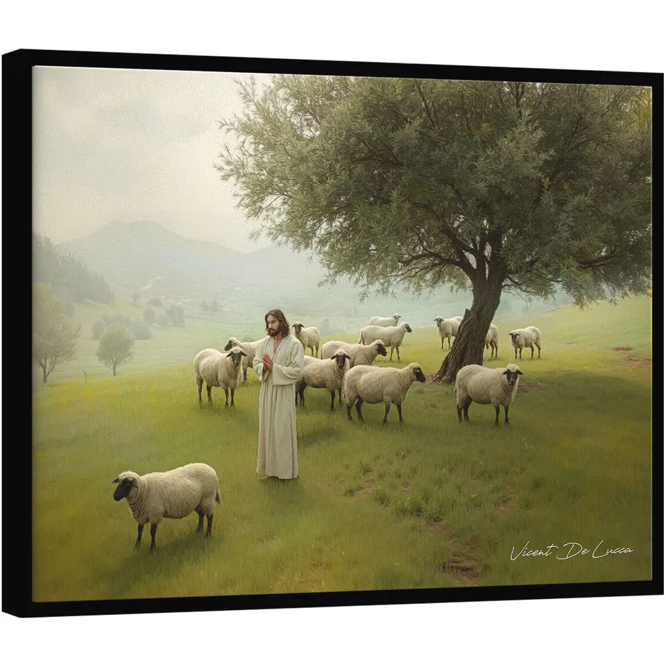 Quadro Jesus e o Rebanho Sagrado - Quadros para Cozinha | QuadrosDecorativos.com