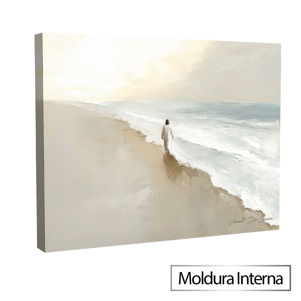 Quadro O Caminhar de Jesus - Coleção Minimalista — Moldura Interna, Médio 64x48