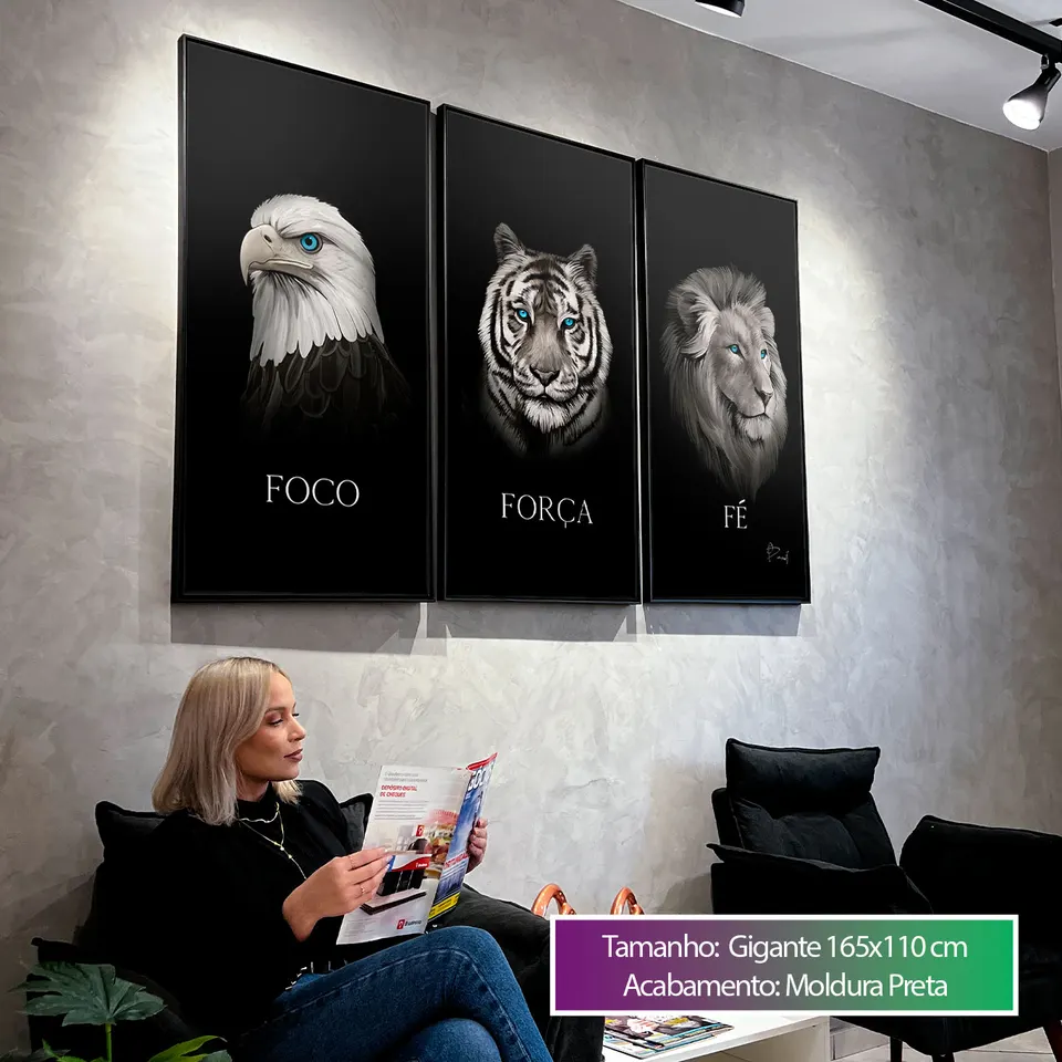 Quadro Foco, Força e Fé 3 Peças — foto 2