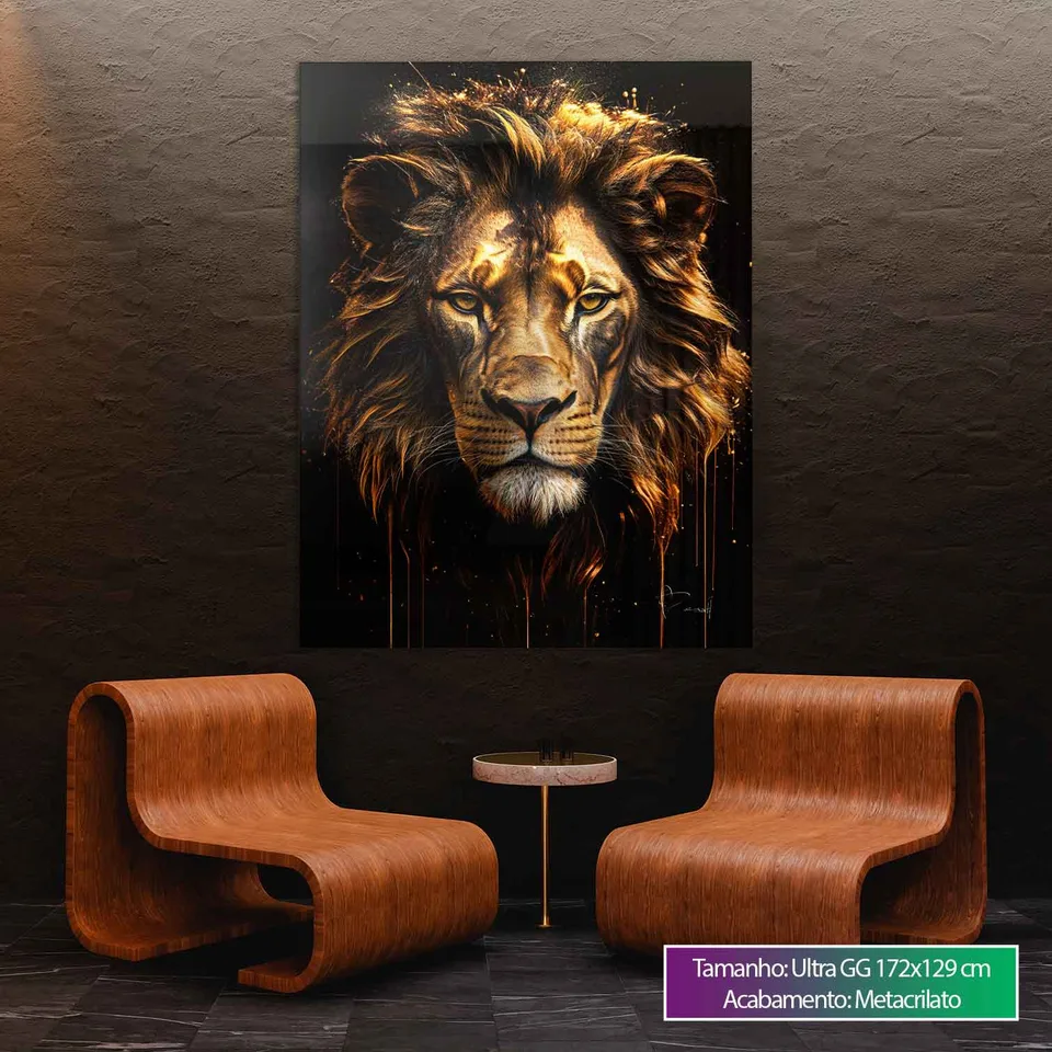 Quadro Leão Molten Gold