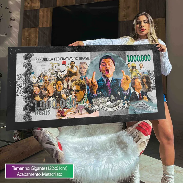 Quadro Nota de Wall Street com acabamento em moldura