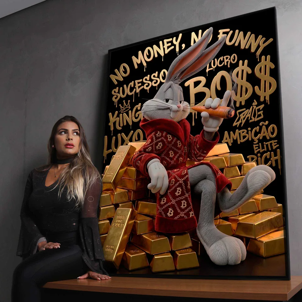 Quadro The Boss Bunny Grafite Dourado (12)