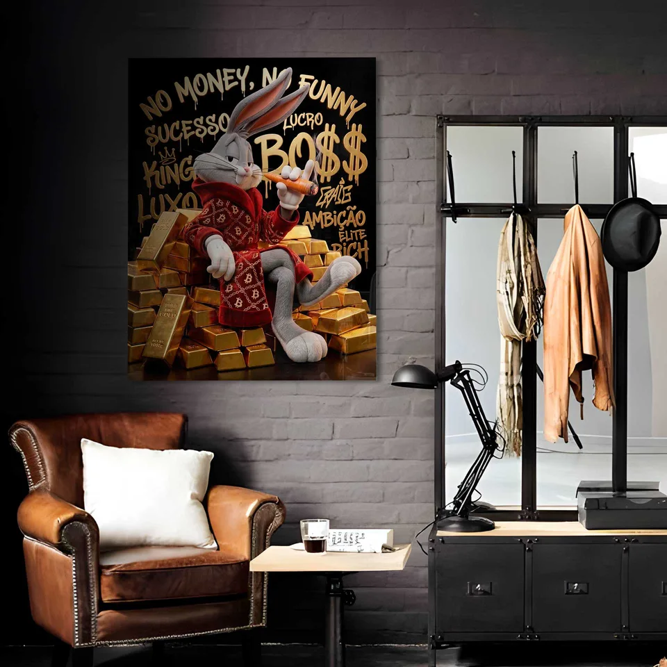 Quadro The Boss Bunny Grafite Dourado (10)