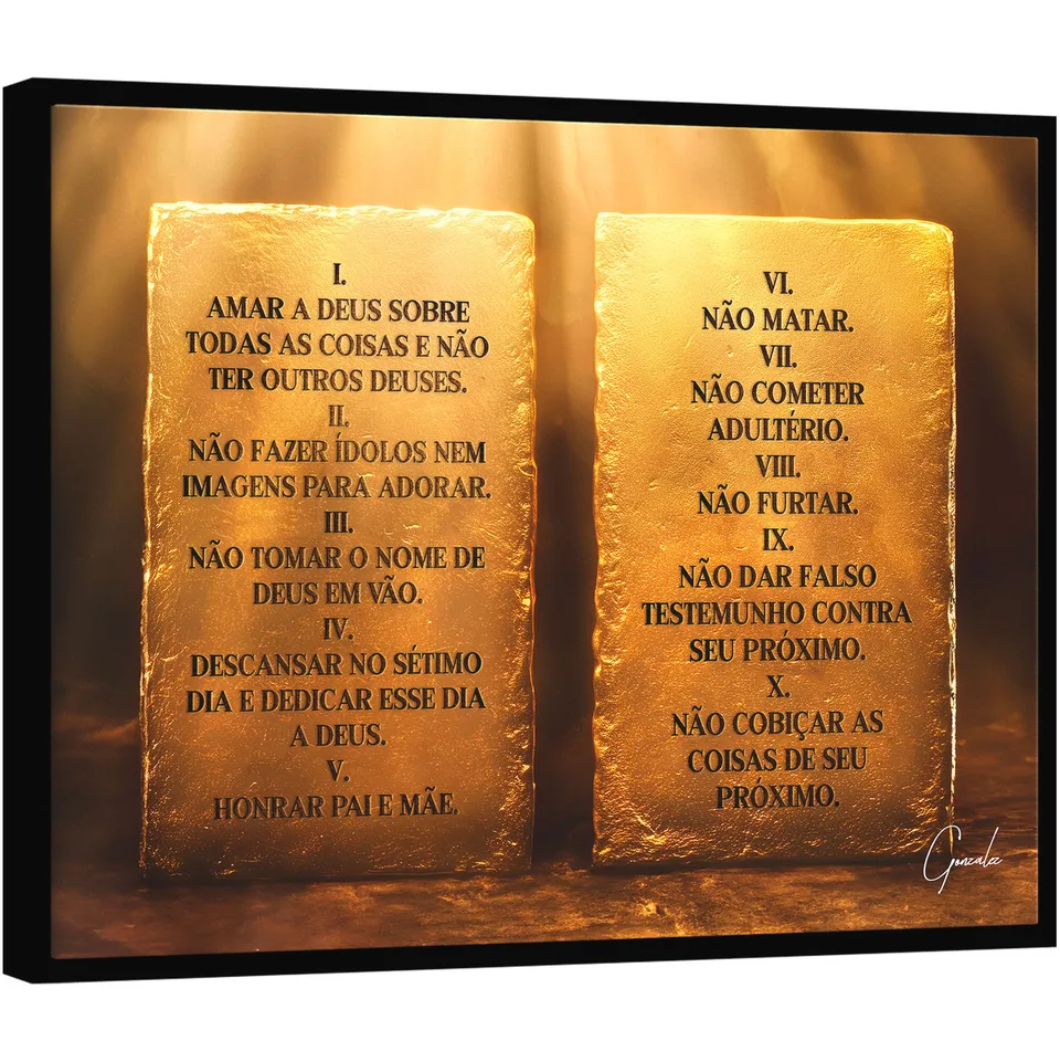 Quadro Os 10 Mandamentos decorativo para sala e escritório