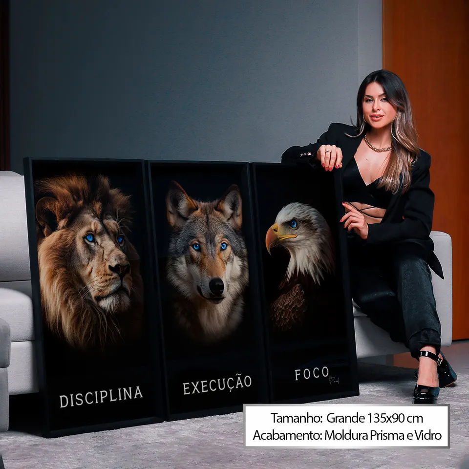 8548 Quadro Disciplina, Execução e Foco Realista 3 Peças (31)