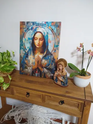 Quadro Virgem Maria Grid Art na casa de Carla Heinze