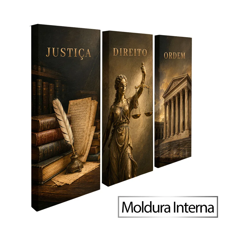 Quadro Os Pilares da Justiça 3 Peças — Moldura Interna, Médio 93x62