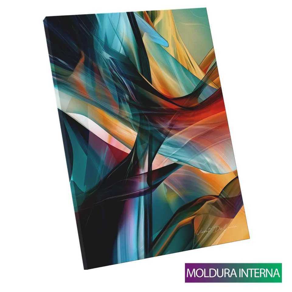Quadro Abstrato Fluxo de Cores — Moldura Interna, Médio 64x48