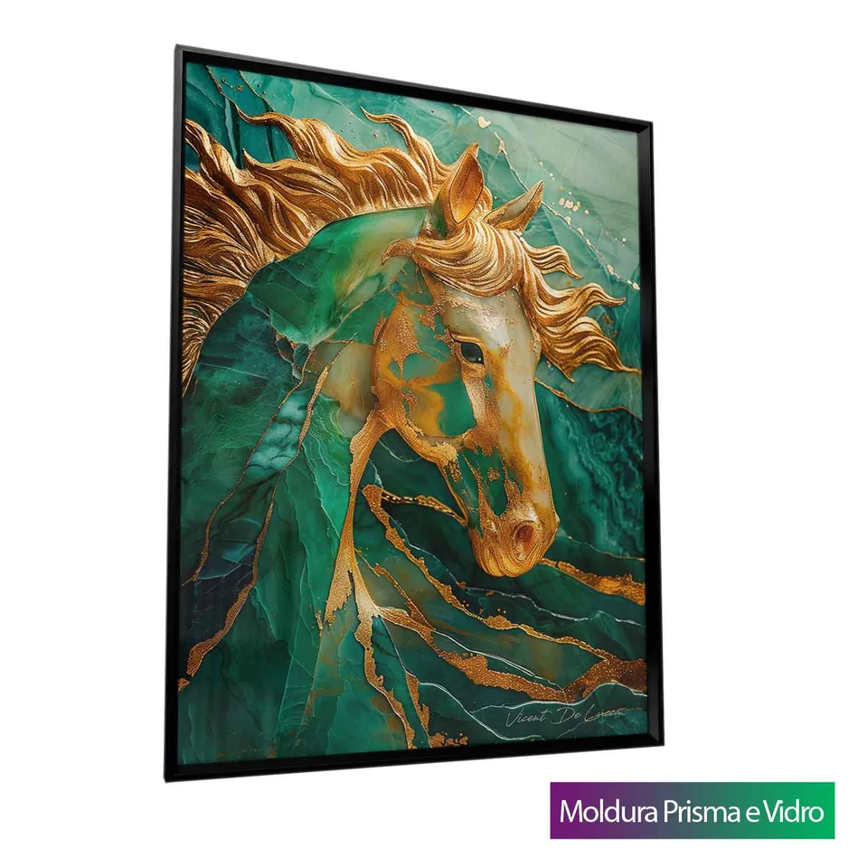 Quadro Cavalo Esmeralda com Ouro — foto 10