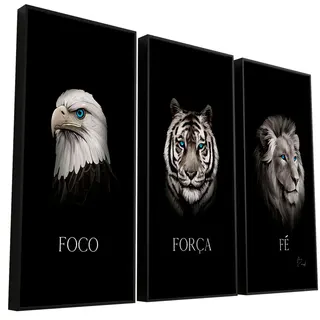 Quadro Foco, Força e Fé 3 Peças - Arquétipos | QuadrosDecorativos.com