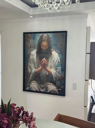 Quadro Jesus Grid Art na casa de Sueli