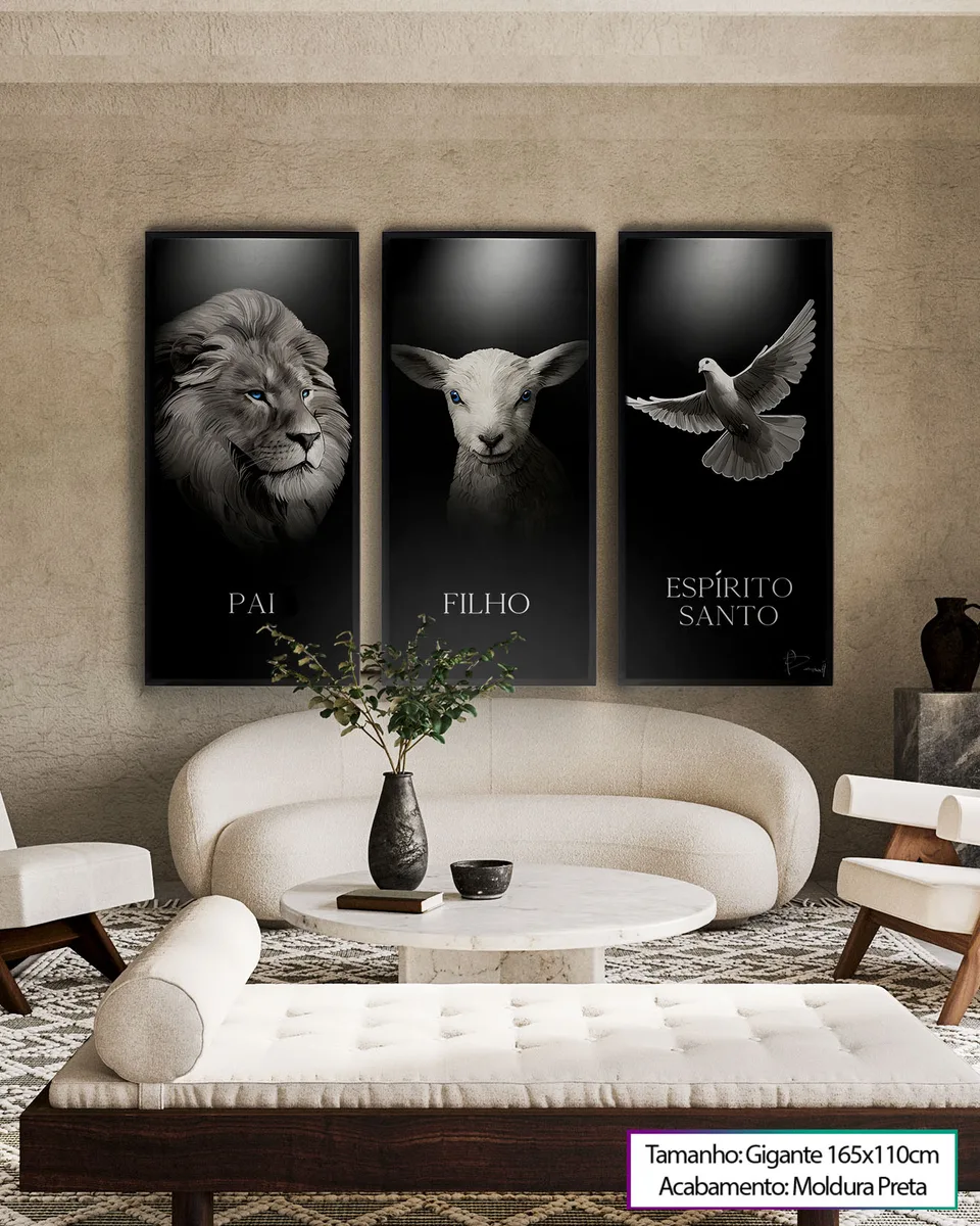 Quadro decorativo Santíssima Trindade 3 peças