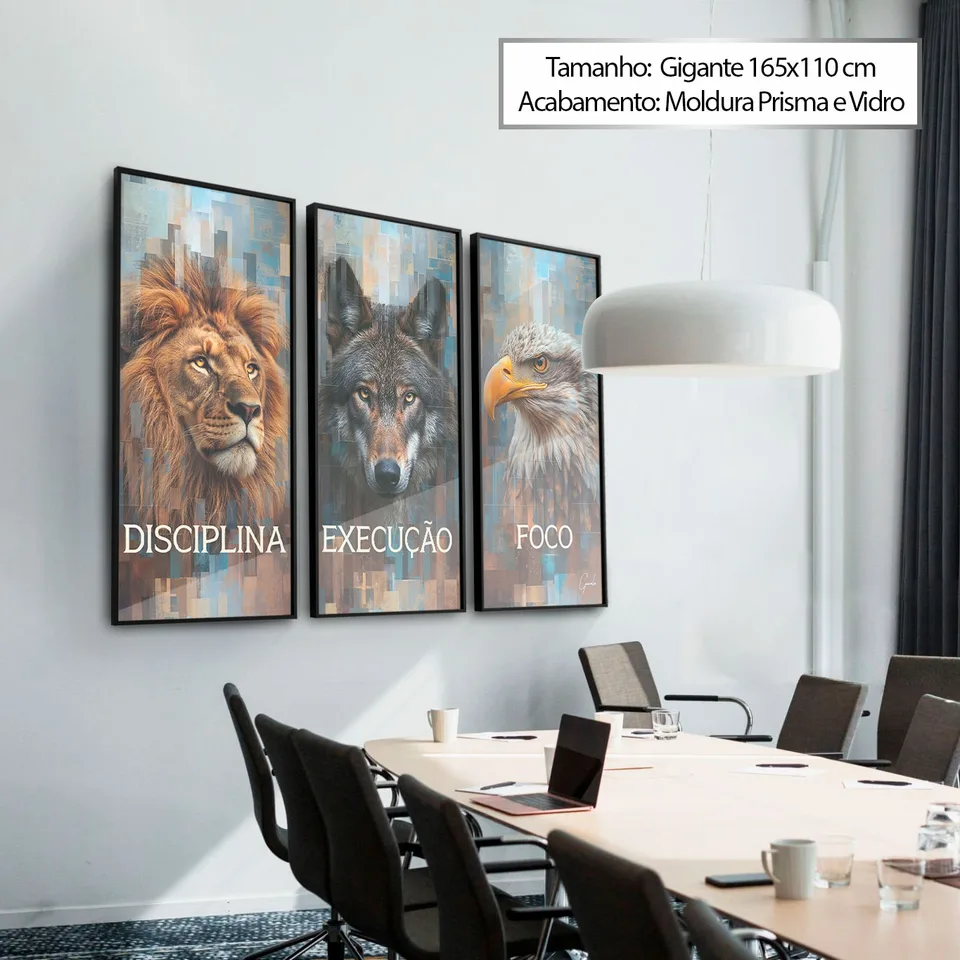 7039 Quadro Disciplina, Execução e Foco Grid Art 3 Peças