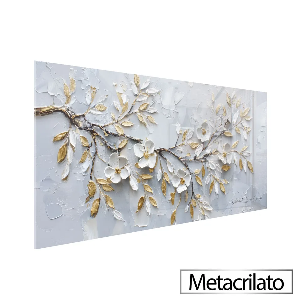 Quadro Ramo Floral Dourado