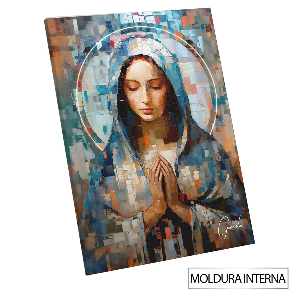 Quadro Virgem Maria Grid Art — Moldura Interna, Médio 64x48
