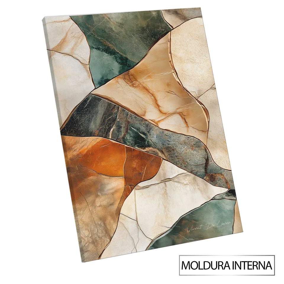 Quadro Abstrato Equilíbrio Rochoso — Moldura Interna, Médio 64x48