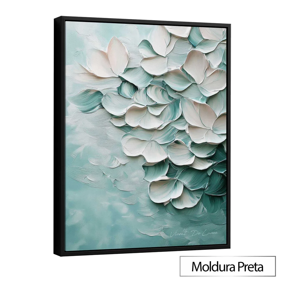 Quadro Abstrato Pétalas ao Vento com Moldura Preta
