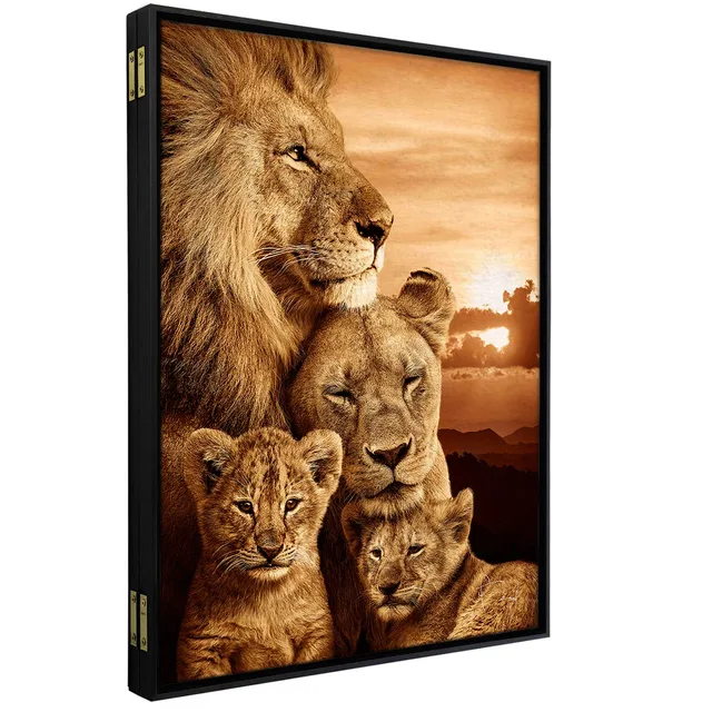 Quadro Para Esconder Caixa de Luz - Família de Leões Colorido - Quadros de Leão | QuadrosDecorativos.com