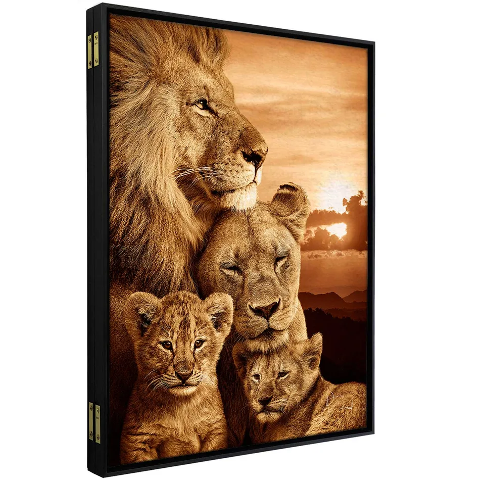 Quadro Para Esconder Caixa de Luz - Família de Leões Colorido - Quadros de Leão | QuadrosDecorativos.com