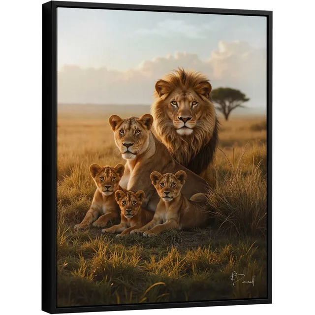 Quadro Família de Leões na Savana Capa