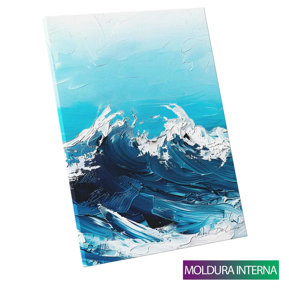 Quadro Abstrato Ondas Turbulentas — Moldura Interna, Médio 64x48