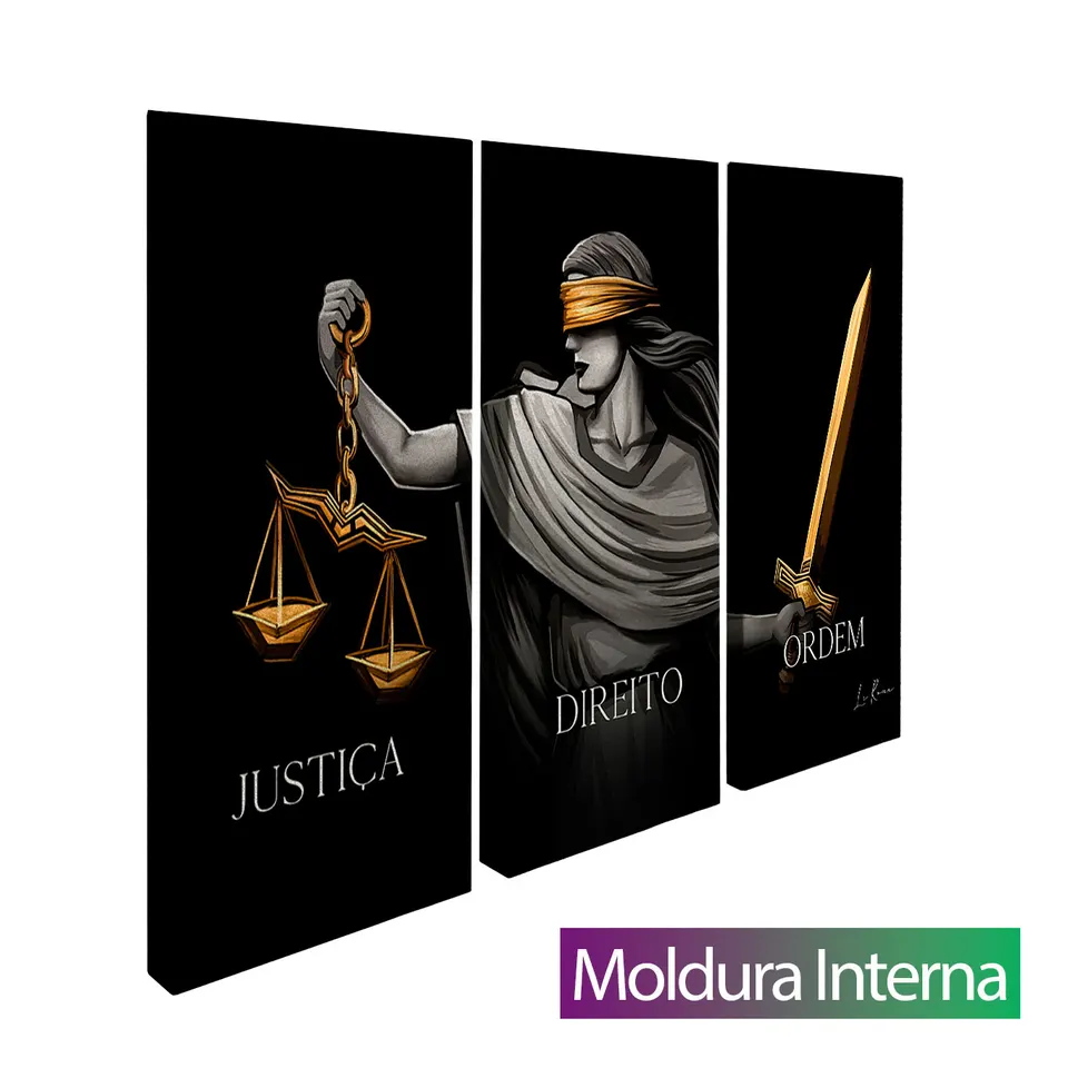 Quadro decorativo Justiça, Direito e Ordem 3 peças