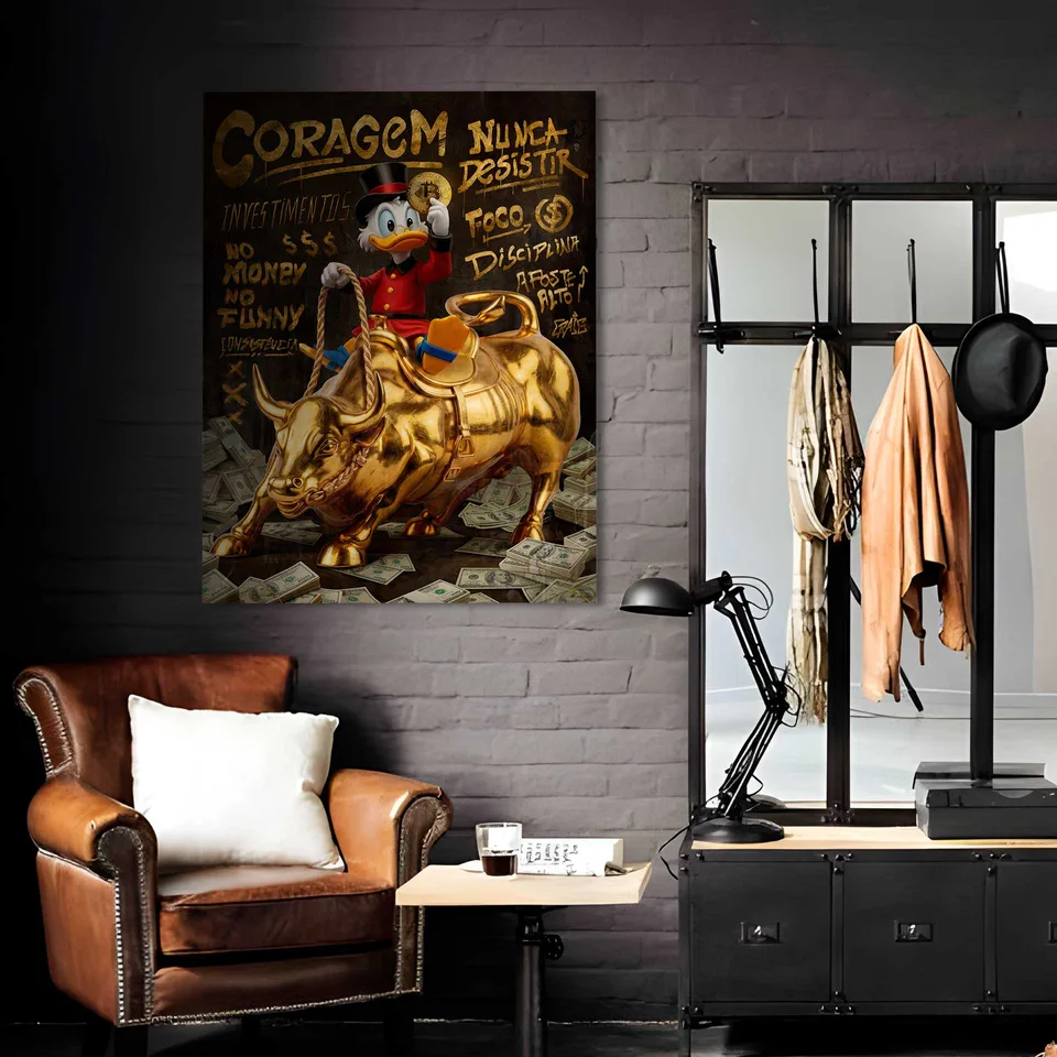 7268 Quadro The Duck’s Wall Street Grafite Dourado (10)