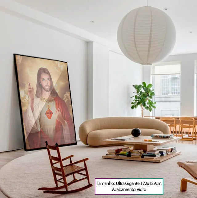 Quadro religioso Sagrado Coração de Jesus - moldura preta