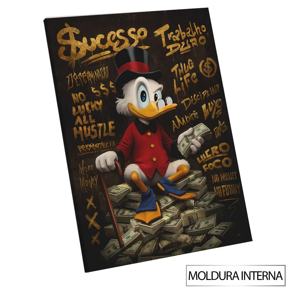 Quadro The Duck's Grafite Dourado — Moldura Interna, Médio 64x48