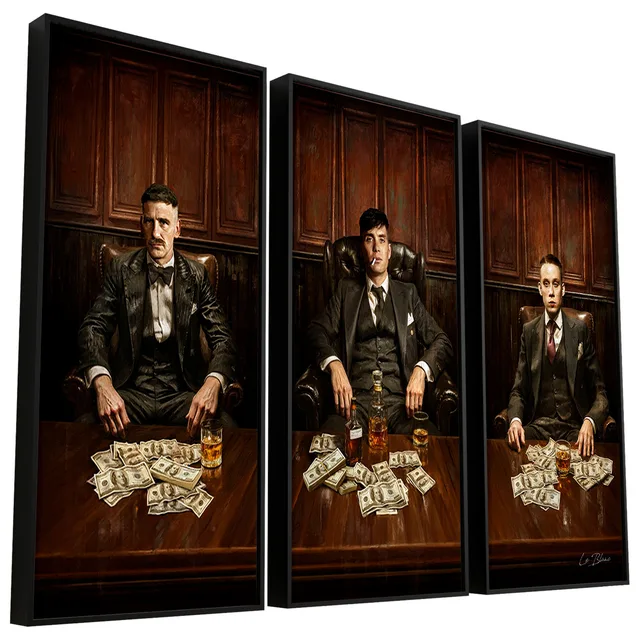 Quadro A Mesa dos Shelbys 3 Peças - Quadros Gangsters | QuadrosDecorativos.com