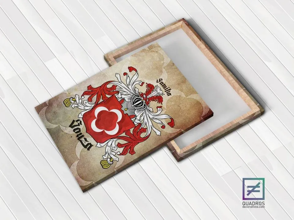 quadro brasão familia sousa quadro com filete detalhe abaixo