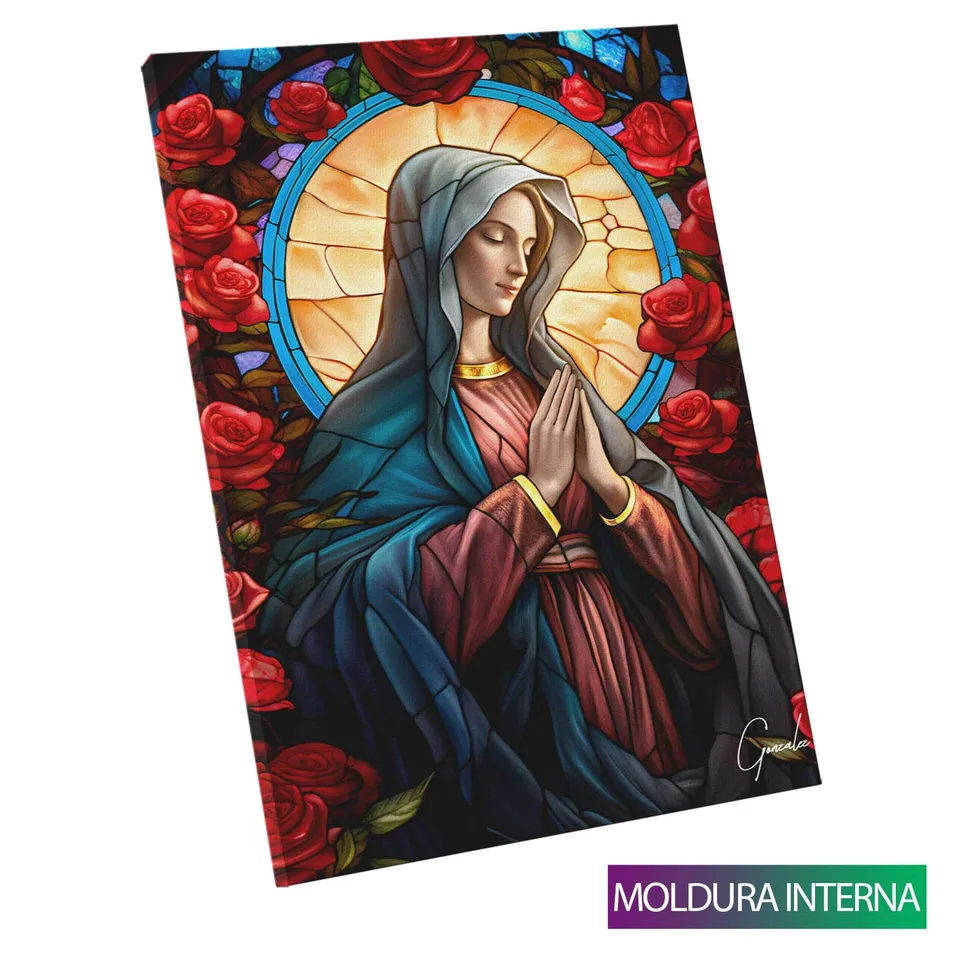 Quadro Maria e o Jardim de Rosas Vitrart — Moldura Interna, Médio 64x48