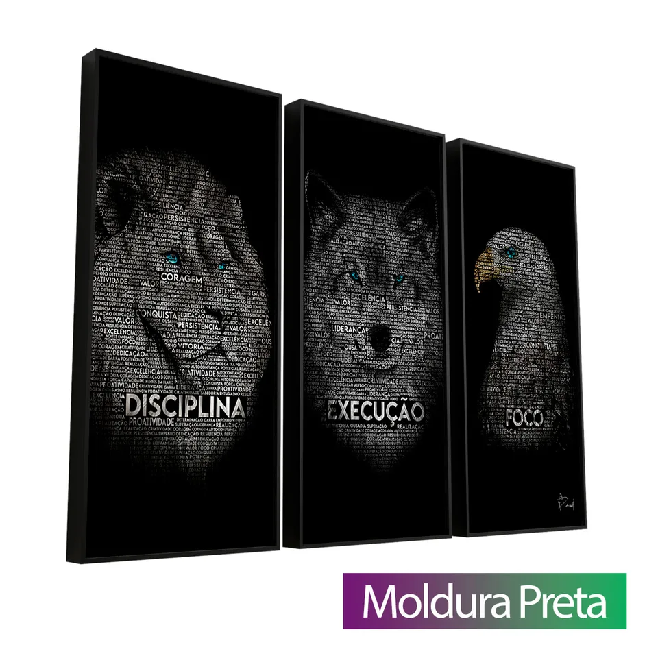 8983 Quadro Quadro Disciplina, Execução e Foco Word Art 3 Peças (11)