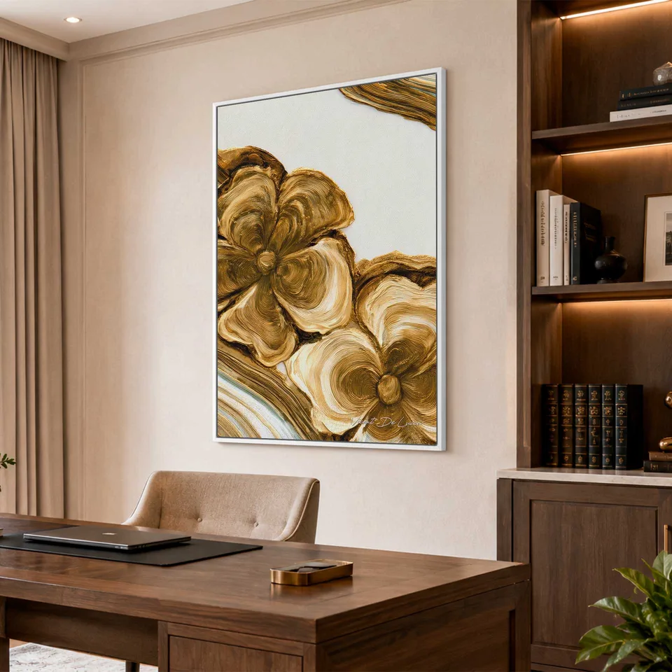 Quadro Floral Dourado Amadeirado — foto 5
