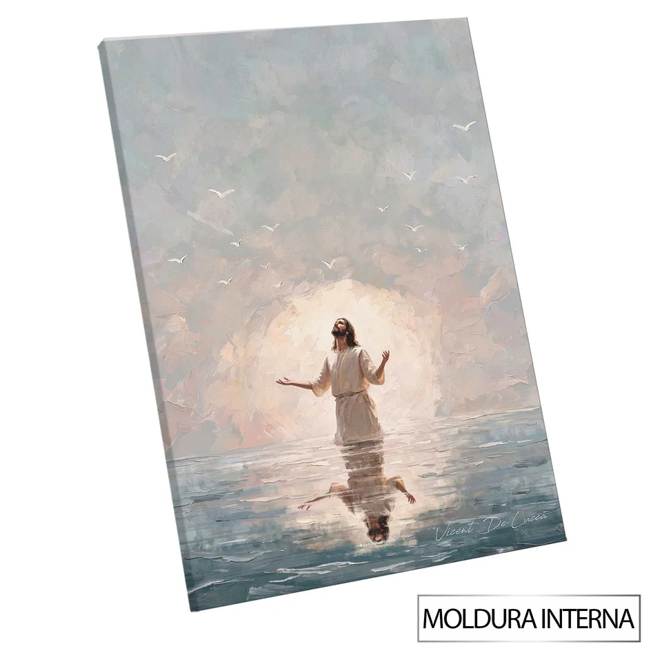 Quadro Cristo na Paz Infinita - Coleção Minimalista — Moldura Interna, Médio 64x48