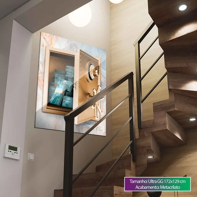 Quadro Cofre Money em hall com escada