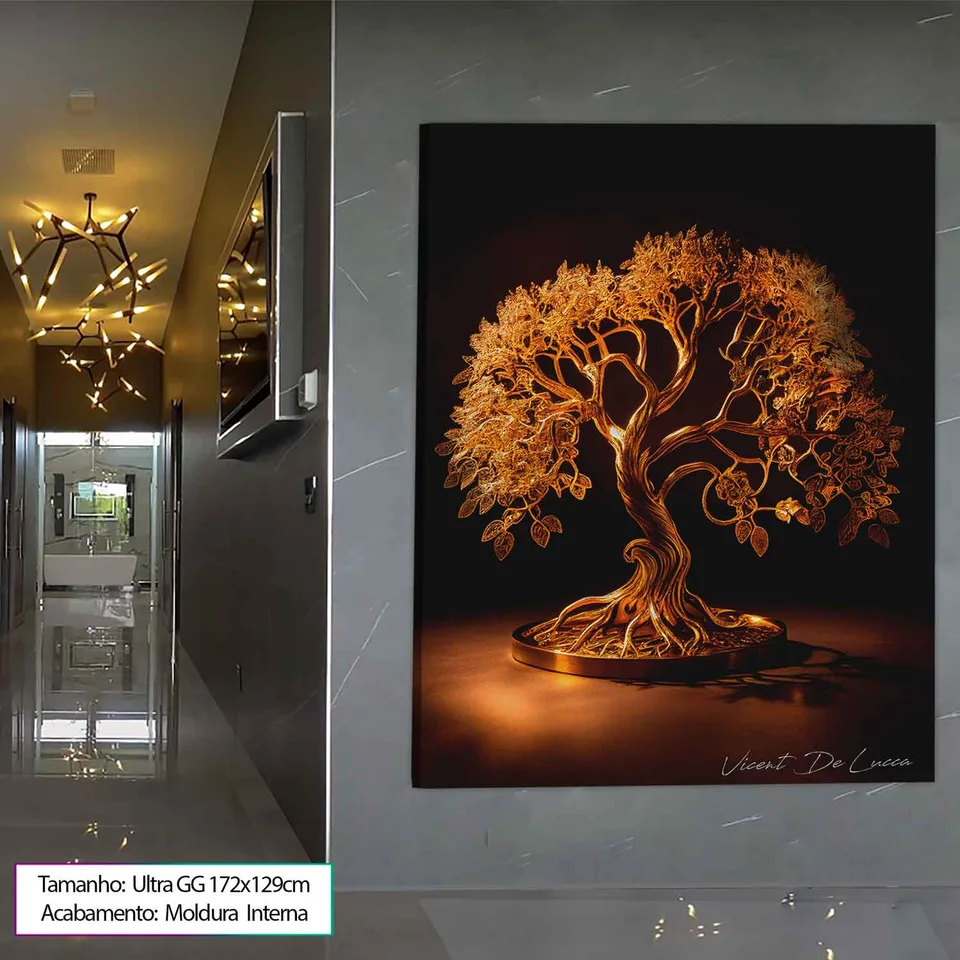 Quadro Árvore da Vida de Ouro com moldura interna