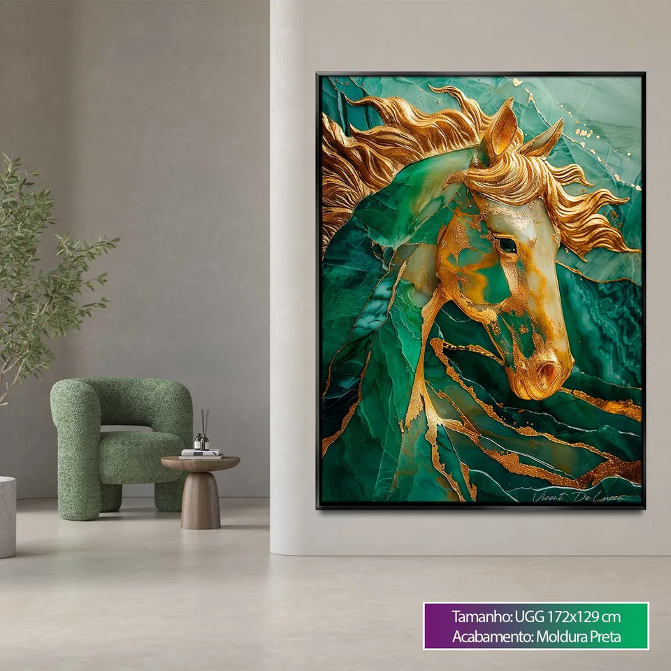 Quadro Cavalo Esmeralda com Ouro — foto 9